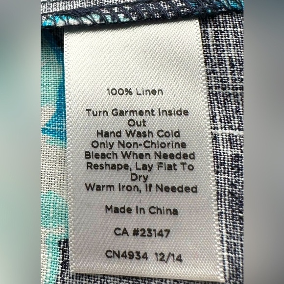 Talbots 100% Linen Beaded Neckline Hawaiian Tunic Dress Size Large NWT! - Picture 8 of 8